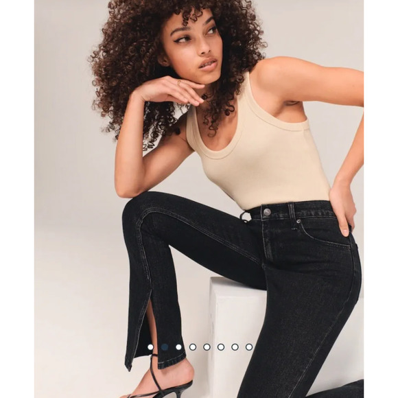 Abercrombie & Fitch Denim - Abercrombie & Fitch A&F Black Vent Split Hem Skinny High Rise Jeans